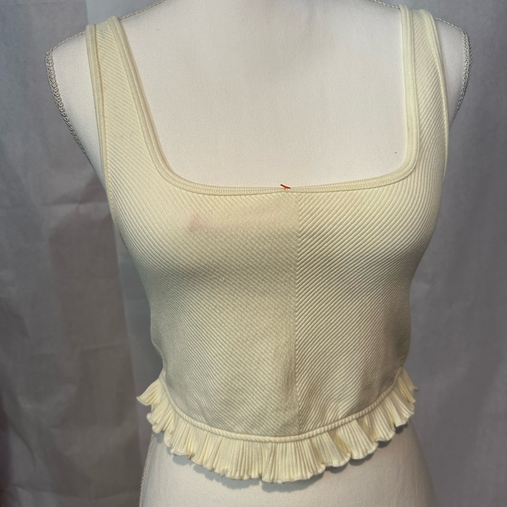 Zara Cream Ruffled Crop Top - Picture 3 of 5
